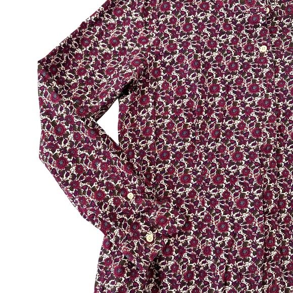 Duluth Trading Co. Womens XL Floral Button Down Tunic Shirt Burgundy Purple - Picture 4 of 10